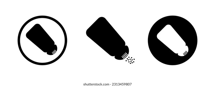 Salt and pepper shaker vector illustration. Spice bottle black icon. Seasoning container symbol.