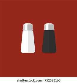 Salt and pepper shaker. Vector illustration in flat style