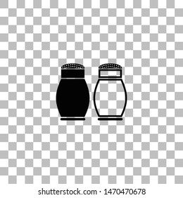 Salt and pepper shakers. Black flat icon on a transparent background. Pictogram for your project