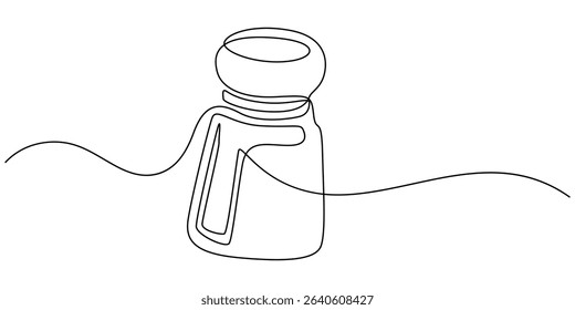 Salt and Pepper Shakers continuous one line drawing minimalism design, A continuous line drawing of a salt shaker with holes on top on a white background surface, Salt or paper shaker one line