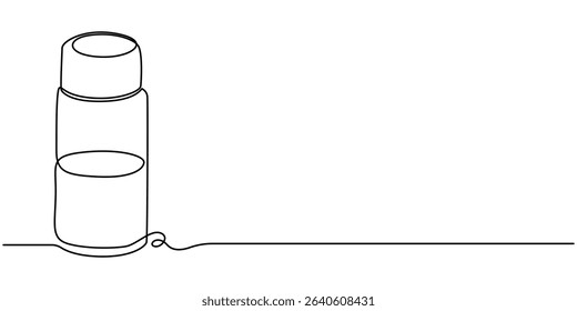 Salt and Pepper Shakers continuous one line drawing minimalism design, A continuous line drawing of a salt shaker with holes on top on a white background surface, Salt or paper shaker one line