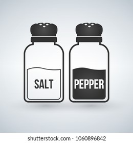 salt and pepper shakers flat design vector icon isolated on white.