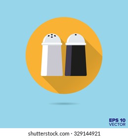 Salt And Pepper Shakers Flat Design Vector Icon