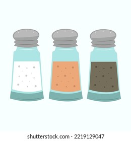 Salt pepper shakers flat vector illustration. Cute salt pepper shakers cartoon vector illustration for graphic design and decorative element