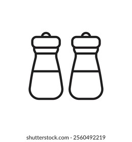 Salt and pepper shakers icon Black and white logo