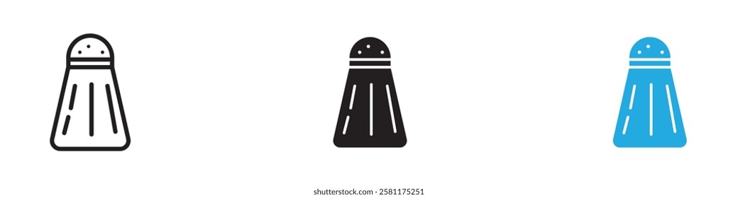 Salt and pepper shakers icon black white vector outline