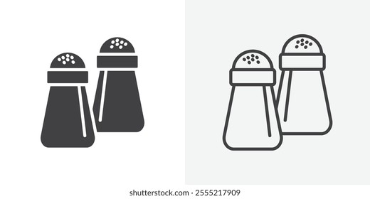 Salt and pepper shakers icon. outlined vector style.