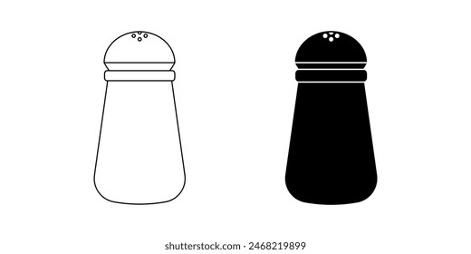 Conjunto de iconos de cocteleras de sal y pimienta aislados sobre fondo blanco