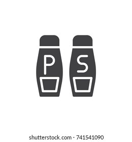 Salt and pepper shakers icon vector, filled flat sign, solid pictogram isolated on white. Seasoning symbol, logo illustration.