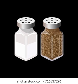 Salt and pepper shakers isolated. Vector illustration