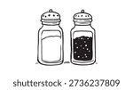Salt and Pepper Shakers line art stylish home essentials illustration
