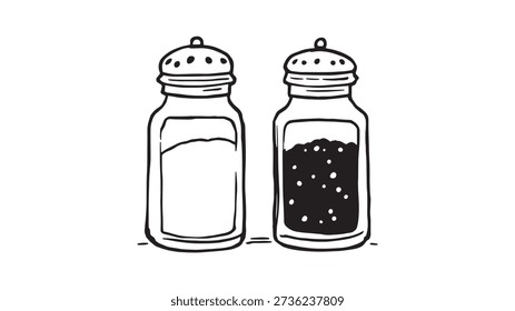 Salt and Pepper Shakers line art stylish home essentials illustration