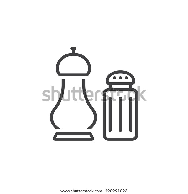 Salt Pepper Shakers Line Icon Outline Stock Vector (Royalty Free ...