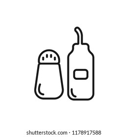 Salt and pepper shakers linear icon. Cooking spices. Thin line illustration. Contour symbols. Vector isolated outline drawing