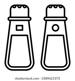 Salt and pepper shakers outline icon. Ideal for projects related to food, cooking, or restaurant menus.