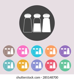 Salt or pepper shakers. Set of colored icons.
