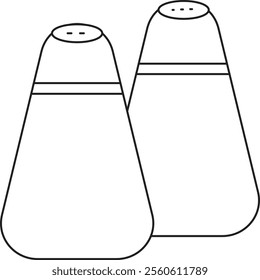 Salt and pepper shakers are small containers with holes on top that dispense salt and pepper for seasoning food.