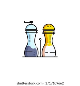 Salt and pepper shakers. Spice, seasoning containers. Icons in linear style on an isolated background. Cooking. Kitchenware. Kitchen. Restaurant.