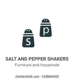 Salt and pepper shakers vector icon on white background. Flat vector salt and pepper shakers icon symbol sign from modern furniture and household collection for mobile concept and web apps design.
