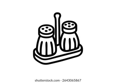 Salt and Pepper Shakers Vetor Line Ilustração de Arte para Culinária e Jantar Design