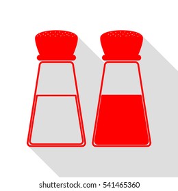 Salt and pepper sign. Red icon with flat style shadow path.