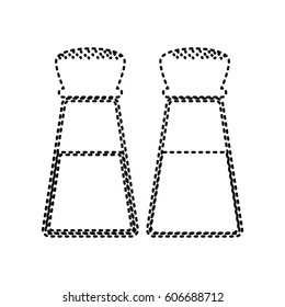 Salt and pepper sign. Vector. Black dashed icon on white background. Isolated.