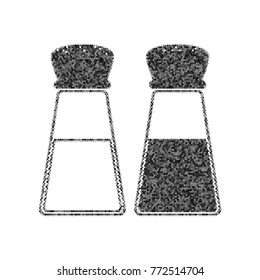 Salt and pepper sign. Vector. Black icon from many ovelapping circles with random opacity on white background. Noisy. Isolated.