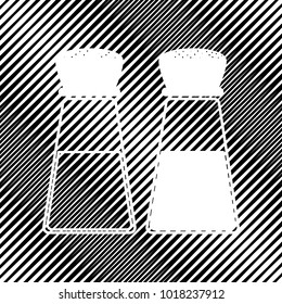 Salt and pepper sign. Vector. Icon. Hole in moire background.