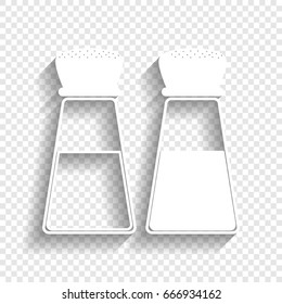 Salt and pepper sign. Vector. White icon with soft shadow on transparent background.