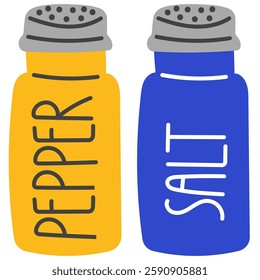 Salt and Pepper Spice Shakers. Condiment shaker for kitchen cooking.