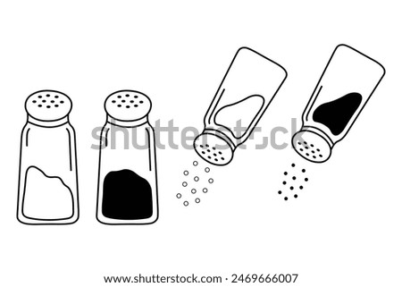 Salt and Pepper Spice Shakers Vector Clipart  Outline  Stamp Drawing Illustrations  Baking cooking ingredients