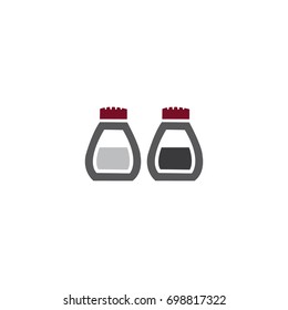 Salt and pepper spice vector icon color
