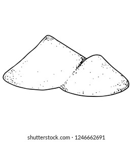 Salt, pepper, spices hand drawn. Vector illustration of a hill of salt. Icon spices, pepper.