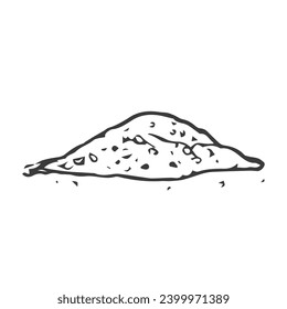 Salt, pepper, spices hand drawn. Vector illustration of a hill of salt. Icon spices, pepper.