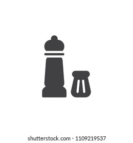 Salt and pepper vector icon. filled flat sign for mobile concept and web design. Shakers simple solid icon. Symbol, logo illustration. Pixel perfect vector graphics