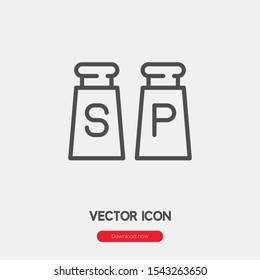 Salt and pepper vector icon. Spice symbol. Linear style sign for mobile concept and web design. Salt and pepper symbol illustration. Pixel vector graphics - Vector.
