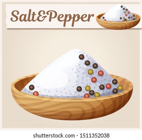 Salt and Pepper vector illustration. Cartoon food seasoning icon