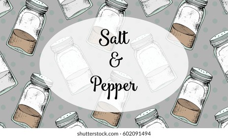Salt and pepper vector Illustration vintage sketch style