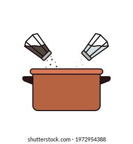 Salt and Pepper vector. wallpaper. salt and pepper on white background. Food step.
