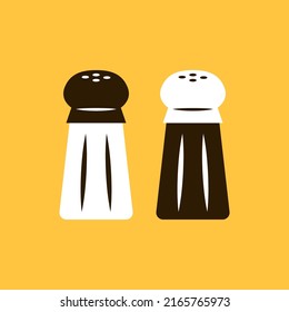 Salt and pepper vectors. Salt and pepper bottles. Pair of transparent glass shaker icon.