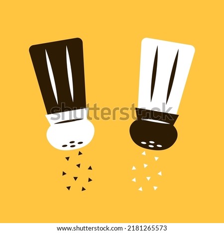 Salt and pepper vectors. Salt and pepper bottles. Pair of transparent glass shaker icon.