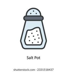 Salt Pot Vector   Fill outline Icon Design illustration. Kitchen and home  Symbol on White background EPS 10 File