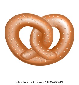 Salt pretzel icon. Realistic illustration of salt pretzel vector icon for web design isolated on white background