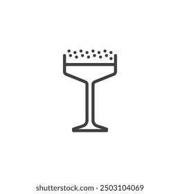 Salt Rimmed Glass line icon. linear style sign for mobile concept and web design. Cocktail glass with a salted rim outline vector icon. Symbol, logo illustration. Vector graphics