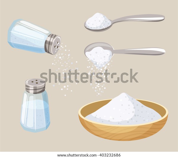 Salt Set Shaker Spoon Bowl Do Stock Vector (Royalty Free) 403232686