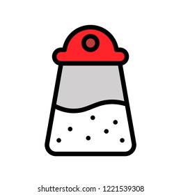  Salt shaker bottle. flat icon editable outline