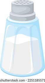 Salt shaker. Cartoon glass condiment container icon isolated on white background