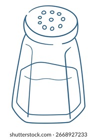 Salero o recipiente de sal en estilo liner. Ilustración de contorno de Vector.