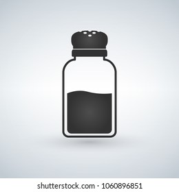 Salt shaker icon in flat style isolated on white background. Baking and cooking ingredient. Vector illustration.