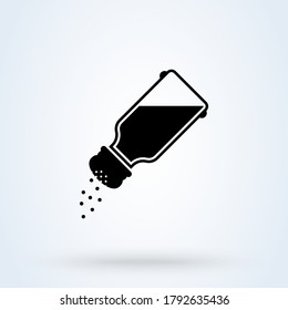 Salt shaker icon in flat style isolated on white background. Baking and cooking ingredient. Food seasoning. Kitchen utensils salt shaker. Simple modern icon design illustration.